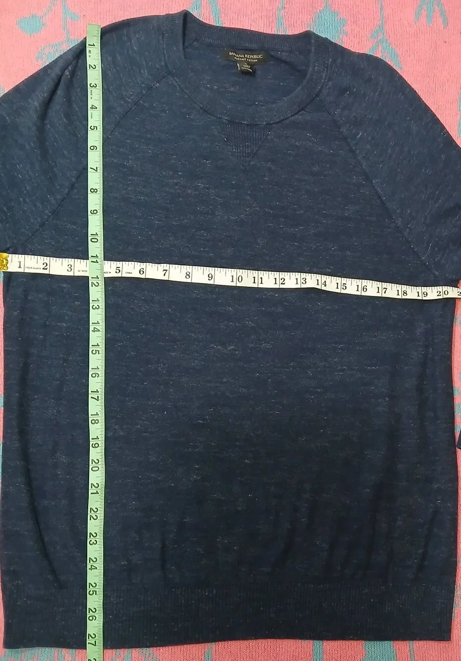Banana republic mens large 100% organic cotton sweater blue crewneck classic